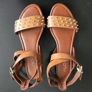Aldo Women Studded Leather Flat Sandals